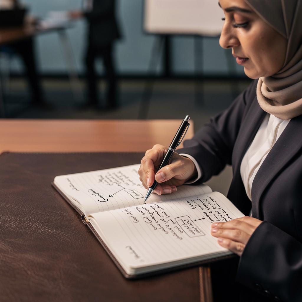 مشارك يدوّن ملاحظات خلال جلسة الورشة