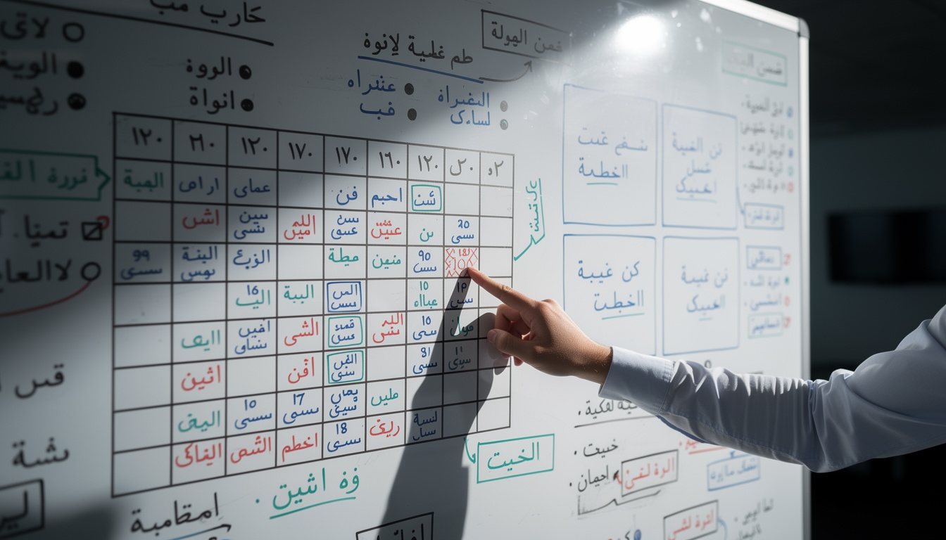 جلسة تخطيط على السبورة البيضاء مع المشاركين